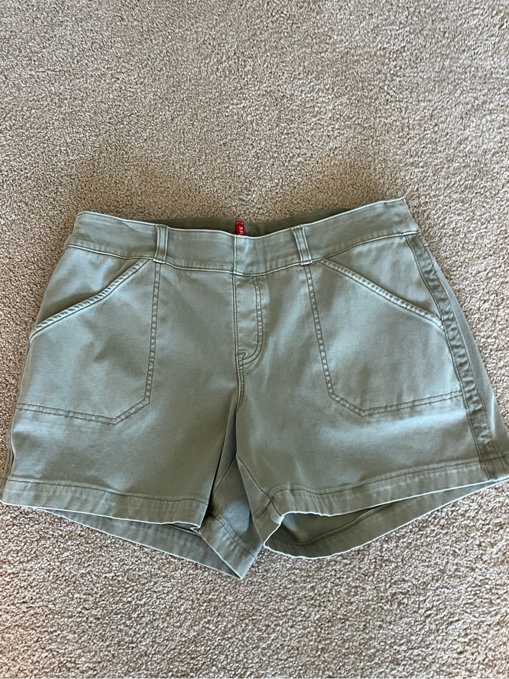 Spanx Pull On Twill Shorts Green Size Large